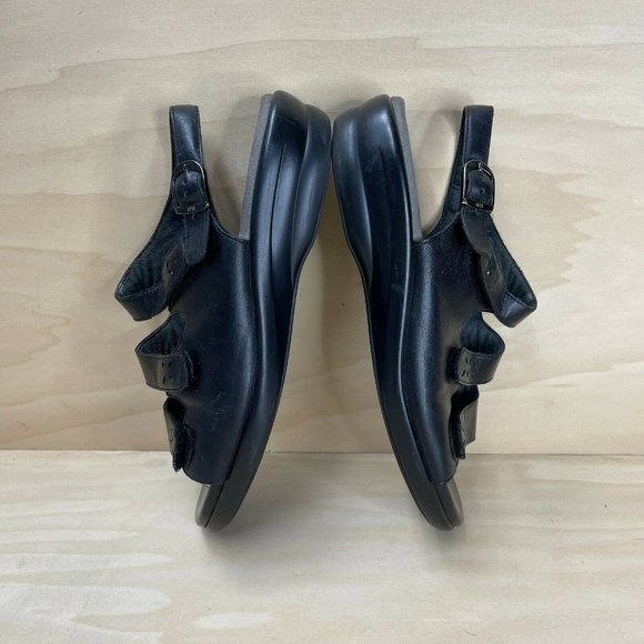 SAS Tripad Comfort Womens Leather Buckle Hook Loop Black Slingback Sandals Sz 9 - Picture 5 of 9